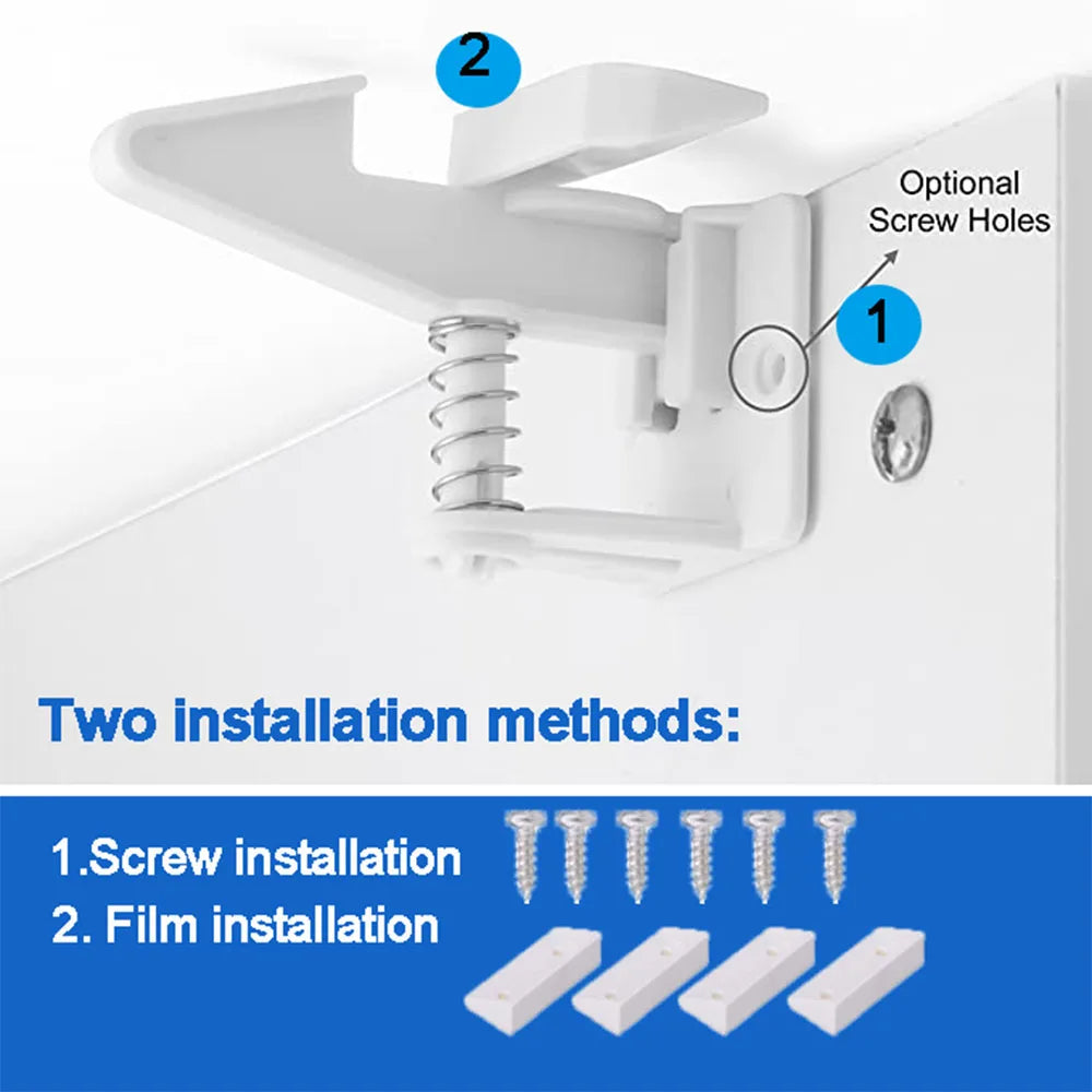 Invisible Baby Safety Lock for Cabinets Drawers, Hidden Child Proof Latch with Screw or Adhesive Install, Secure Home Use CB DROPSHIPPING