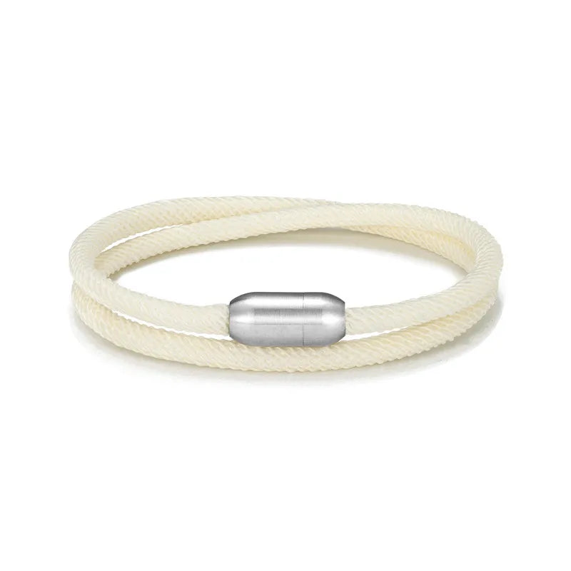 MKENDN Trendy Men Survival Bracelet Outdoor Camping Rescue Emergency Rope Bracelet For Women Stainless Steel Magnet Sport Buckle