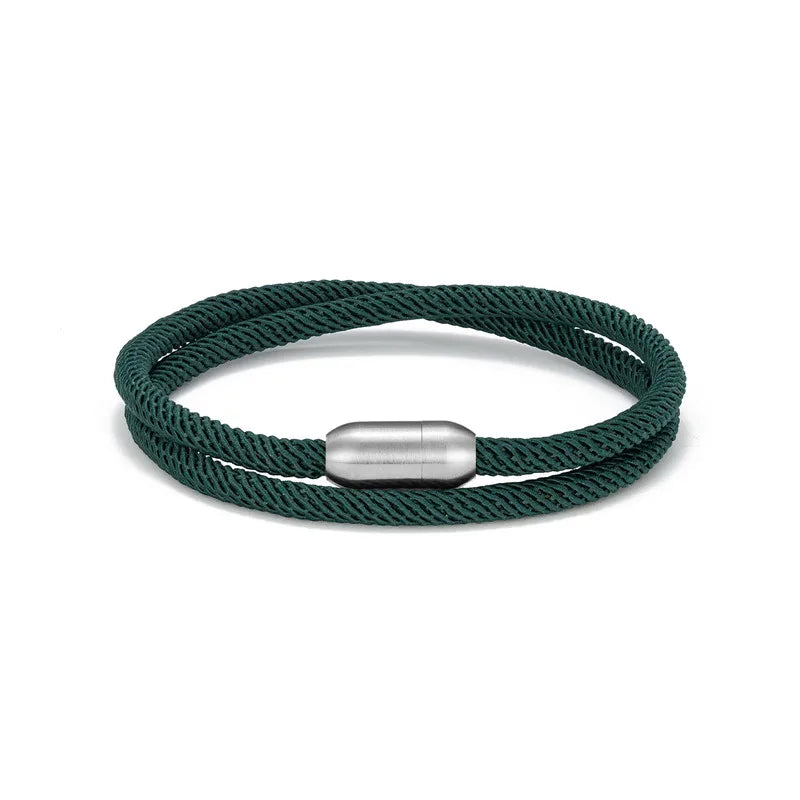 MKENDN Trendy Men Survival Bracelet Outdoor Camping Rescue Emergency Rope Bracelet For Women Stainless Steel Magnet Sport Buckle