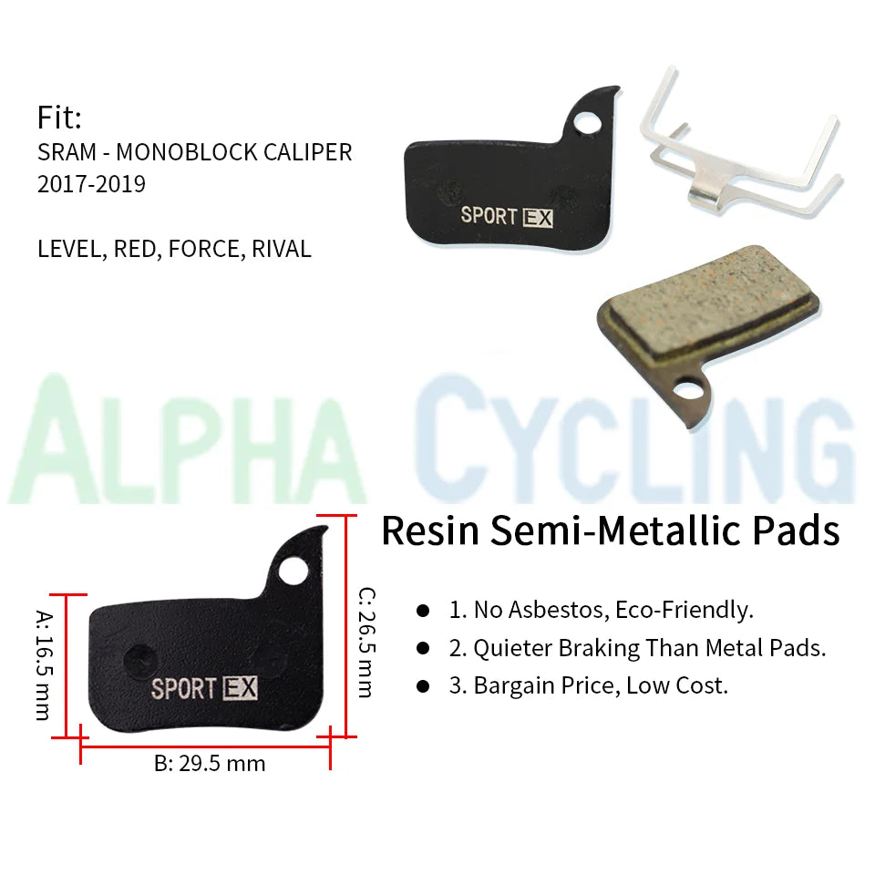 4 Pairs, Bicycle Disc Brake Pads for SRAM Level ULT TLM Red 22 B1 Force 22 CX1 Rival 22 S700 B1 RED ETAP Caliper, Sport EX