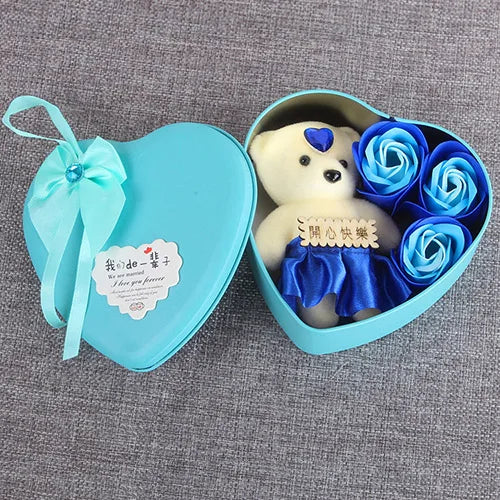 Heart Scented Bath Body Petal Rose Flower Soap Roses Bear Gift Box Valentine's Day New Year Wedding Decoration Selling Wedding