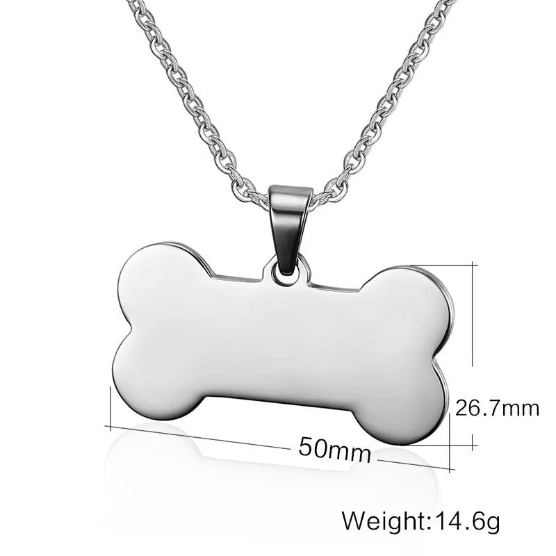 ZORCVENS Bone Shaped Pendant Necklace Stainless Steel Dog Tag Necklace Dotes On Pet Love Jewelry