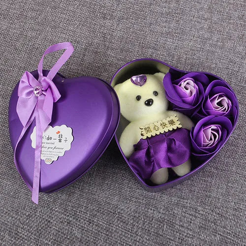 Heart Scented Bath Body Petal Rose Flower Soap Roses Bear Gift Box Valentine's Day New Year Wedding Decoration Selling Wedding
