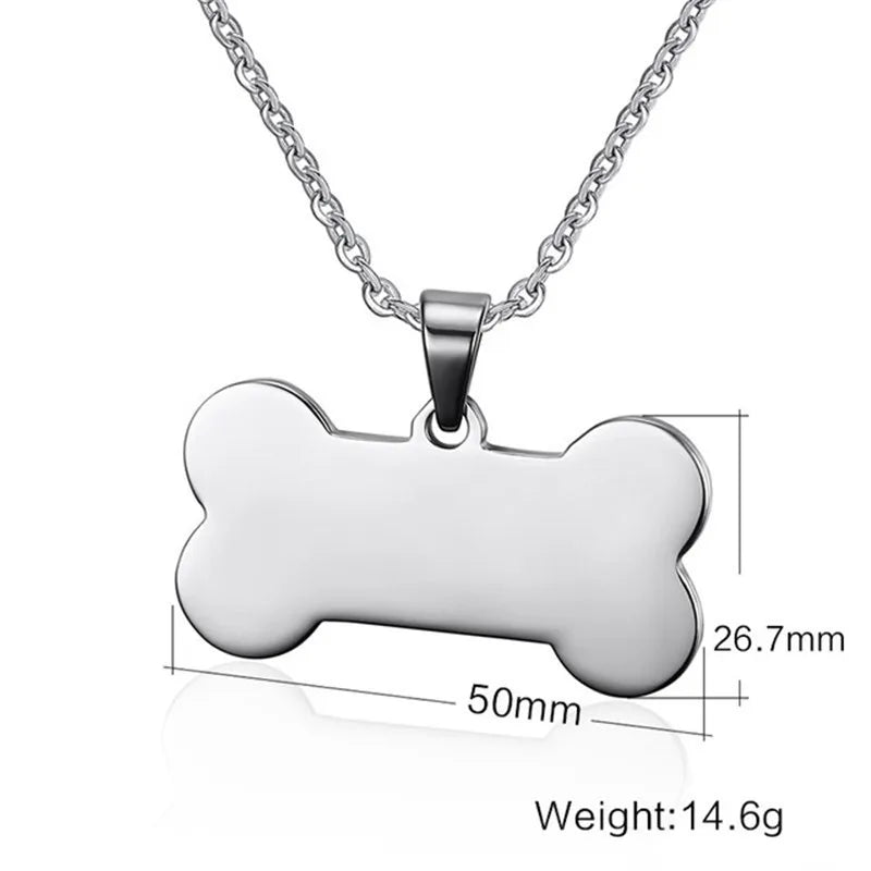 ZORCVENS Bone Shaped Pendant Necklace Stainless Steel Dog Tag Necklace Dotes On Pet Love Jewelry