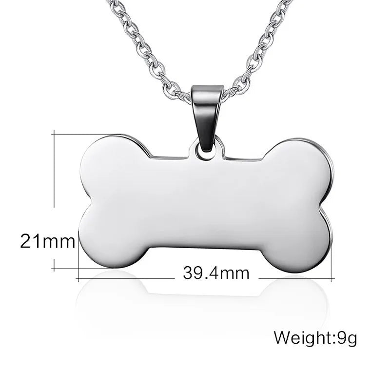 ZORCVENS Bone Shaped Pendant Necklace Stainless Steel Dog Tag Necklace Dotes On Pet Love Jewelry