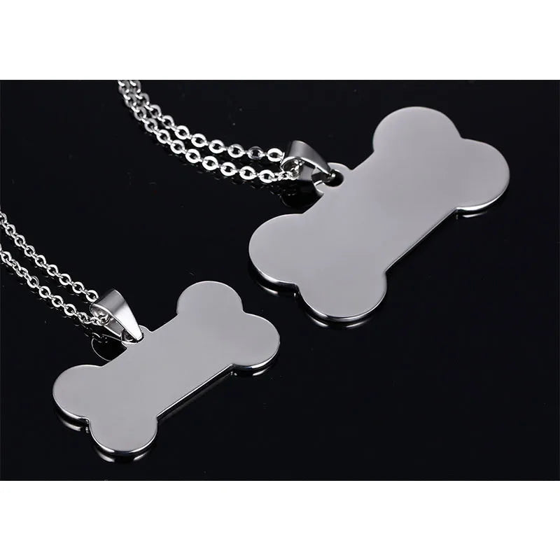 ZORCVENS Bone Shaped Pendant Necklace Stainless Steel Dog Tag Necklace Dotes On Pet Love Jewelry