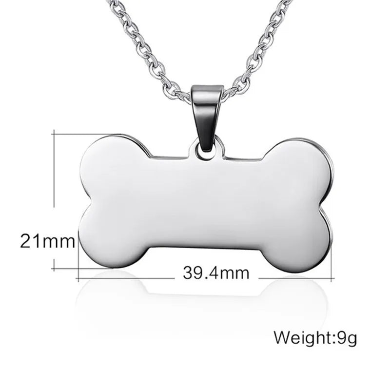 ZORCVENS Bone Shaped Pendant Necklace Stainless Steel Dog Tag Necklace Dotes On Pet Love Jewelry