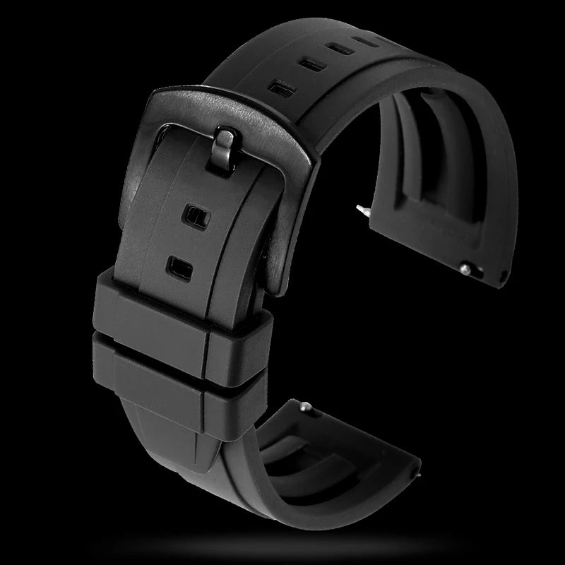 Quality Fluoro Rubber Watch Strap 18mm 19mm 20mm 21mm 22mm 24mm Sport Watchband Black Green Wristband With Quick Release Band