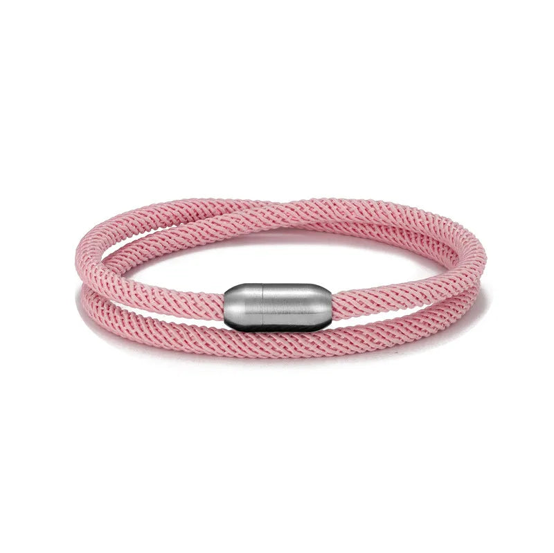 MKENDN Trendy Men Survival Bracelet Outdoor Camping Rescue Emergency Rope Bracelet For Women Stainless Steel Magnet Sport Buckle
