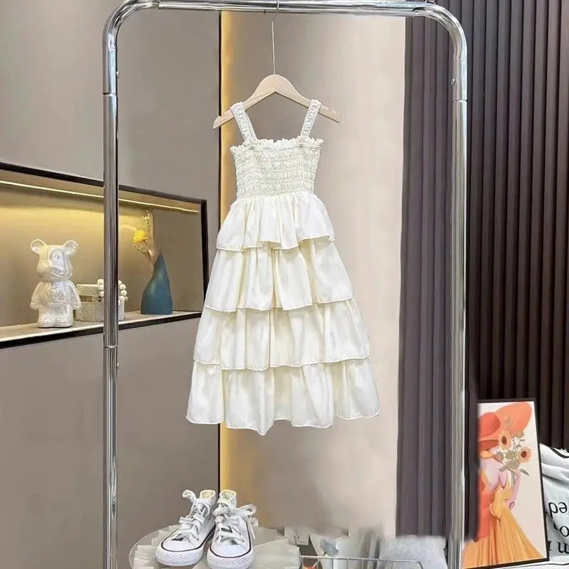 2026 Summer Girls Tiered Dress Sleeveless Strap Sundress Kids Ruffle Layered Casual Beach Party Princess Dress for 3-12 Years CB DROPSHIPPING