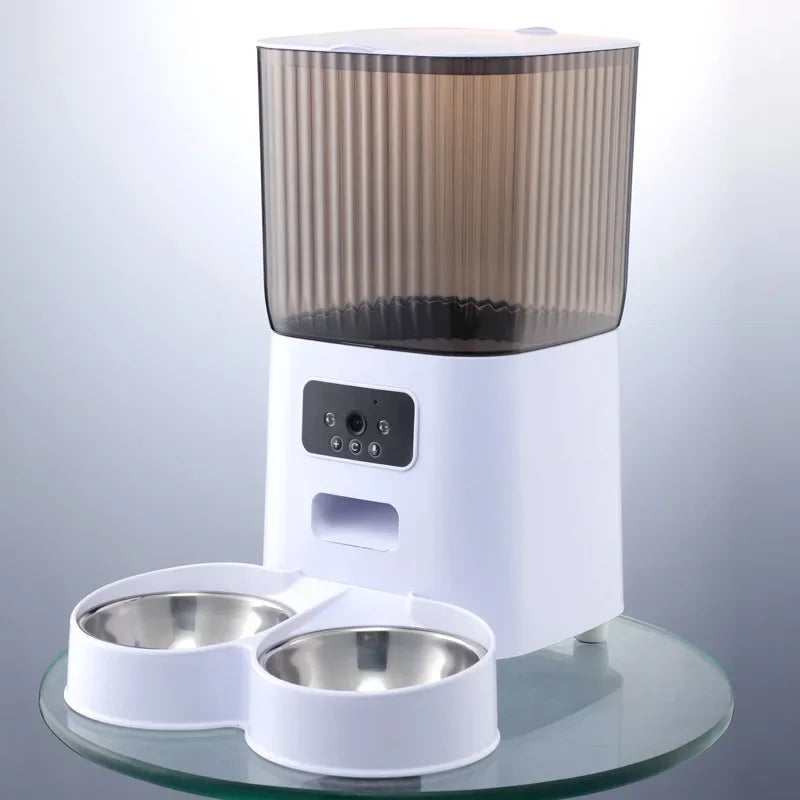 5L Double Bowls Smart Automatic Cat Feeder With Camera Cat Dry Food Video Dispenser Pet Smart Voice Recorder Auto Feeder For Dog CB DROPSHIPPING