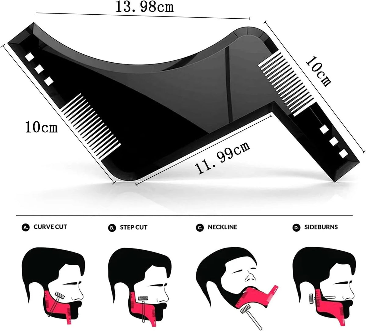 Beard Comb Sideburns Styling Comb Ribbon Brush Trimming Template Beard Styling Comb Makeup Comb Use With Beard Trimmer Or Razor CB DROPSHIPPING