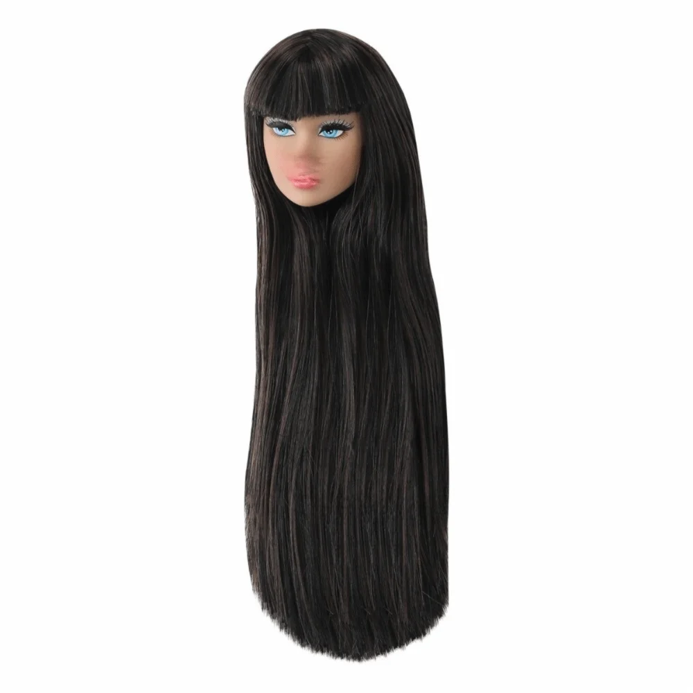 European Face Doll Head Long Hair White Normal Tan Skin Practice Makeup Head Fashion Doll Head for 11.5 Inch BJD Doll Body
