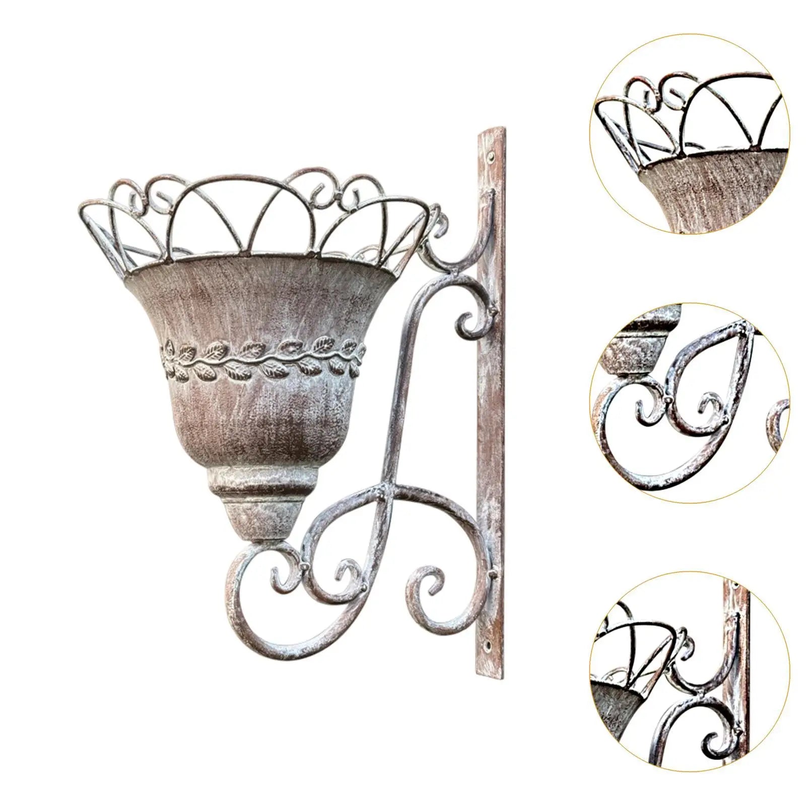 Garden Flower Basket Planter Vintage Style Decorative Ornament Wall Mounted Flower Pot for Indoor Patio Farmhouse Outside Porch
