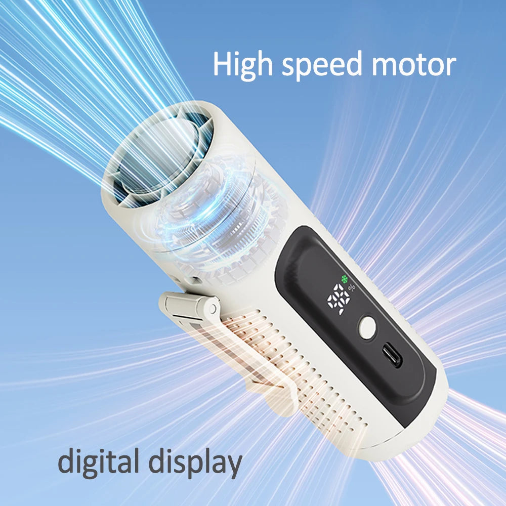 Mini Portable Neck Fan 3000mAh 199 Speeds Adjustable USB Rechargeable Handheld Fan Desktop 3-in-1 Turbo Air Cooling Pocket Fan