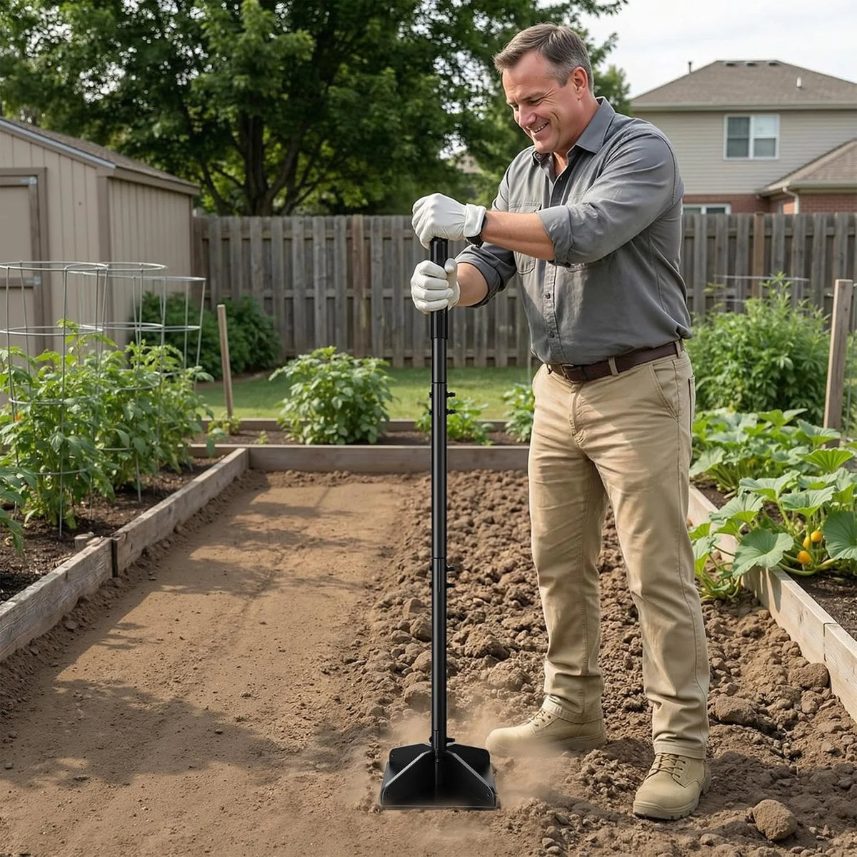 Garden Steel Earth Tamper, Removable Ground Compactor, Practical Soil Leveling & Tamping Tool