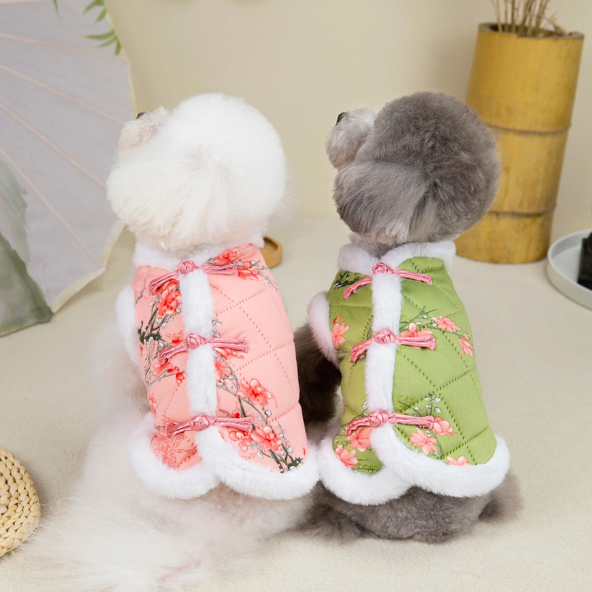New Year Chinese Style Pet Dog Tang Suit  Warm Pet Vest Clothes Festival Small Dogs Winter Jacket Dog Costume Outfits CB DROPSHIPPING