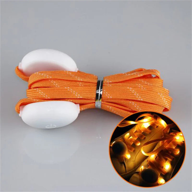2Pcs LED Sport Luminous Shoelaces Glow Shoe Strings Round Flash Light Shoelaces Batteries No Tie Lazy Shoe Laces Party Decor
