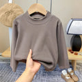 Winter Baby Warm Top Boys Girls Velvet Inner Solid Color Bottom Children's Half High Collar Long Sleeve T-shirt Kids Clothes