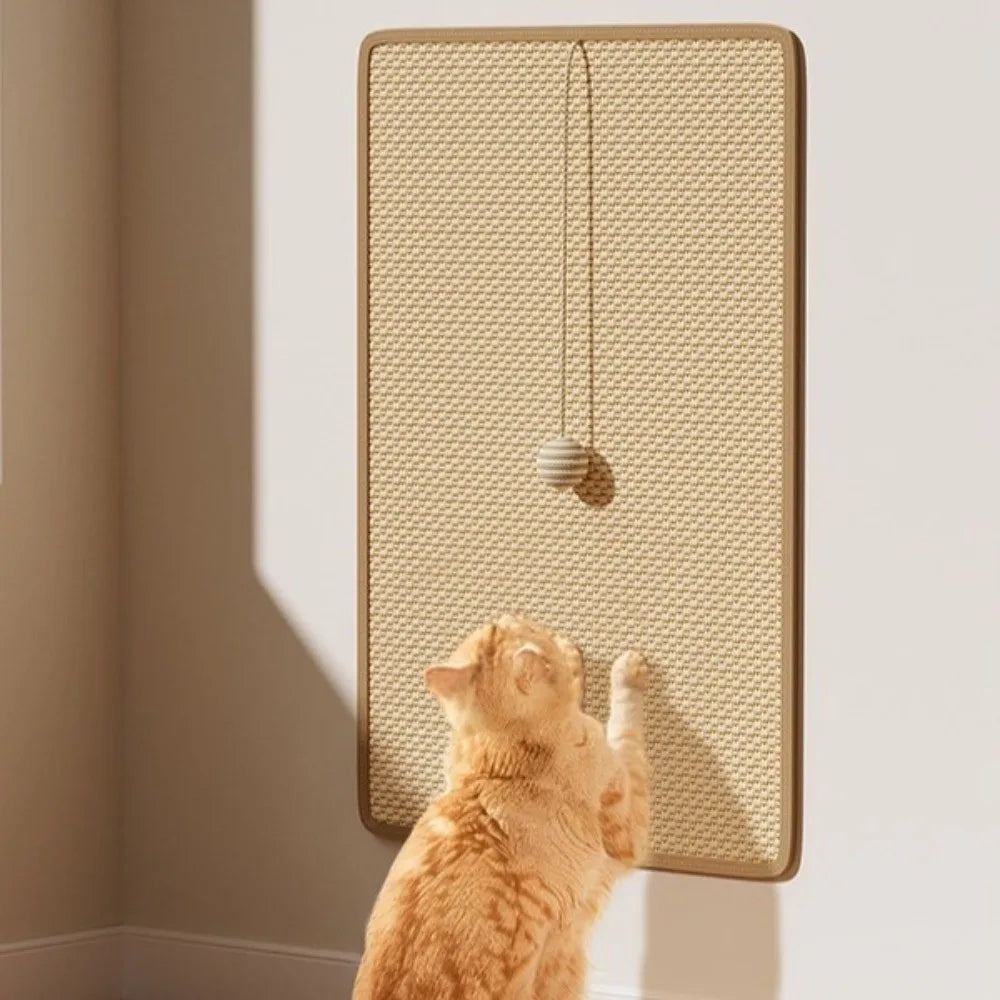 New Sisal Cat Scratching Board Wall Mount Wear-resistant Pet Grinding Pad with Ball Multi-size Furniture Protector Pet Supplies