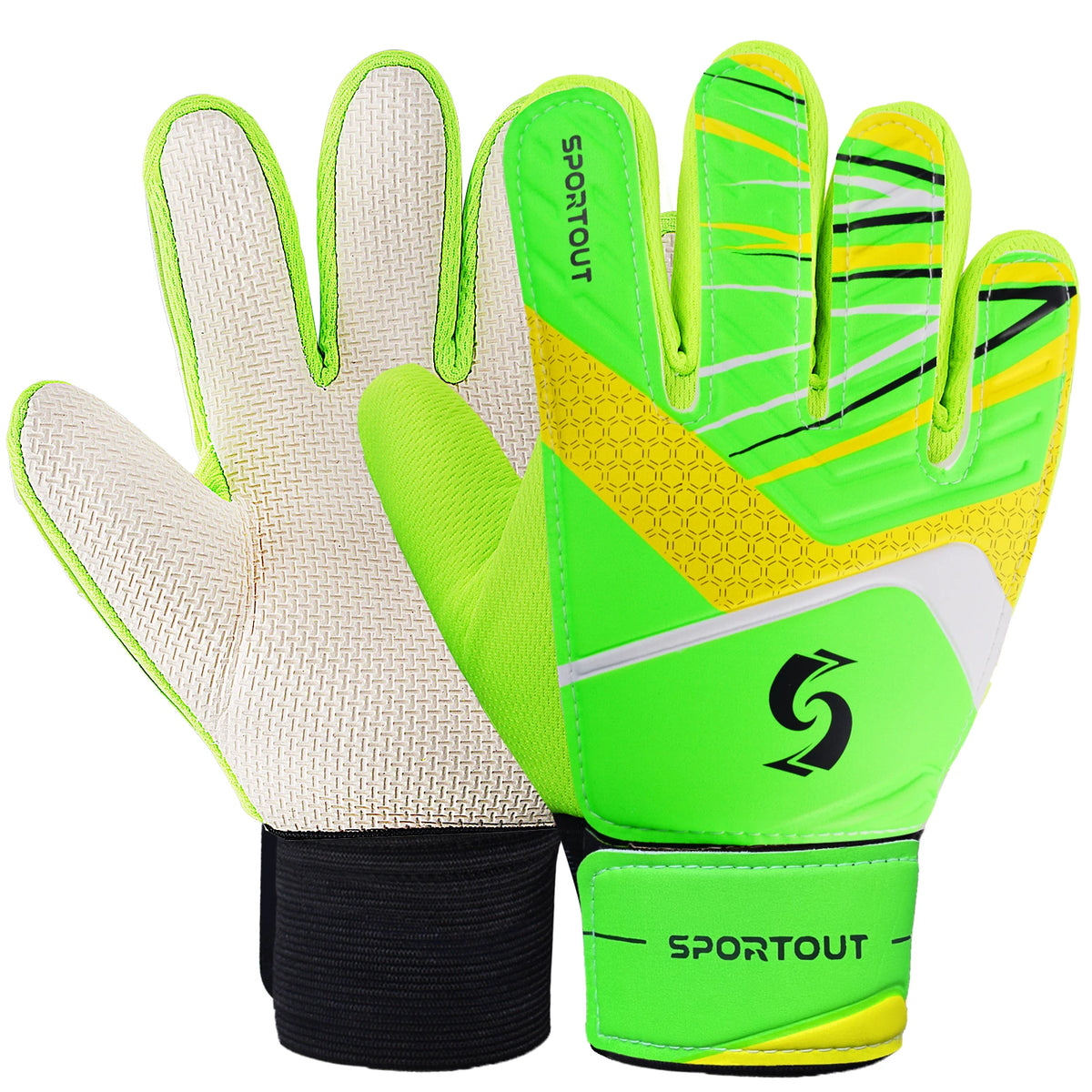 Sportout Kids Goalkeeper Gloves, Soccer Gloves with Double Wrist Protection and Non-Slip Wear Resistant Latex Material CB DROPSHIPPING