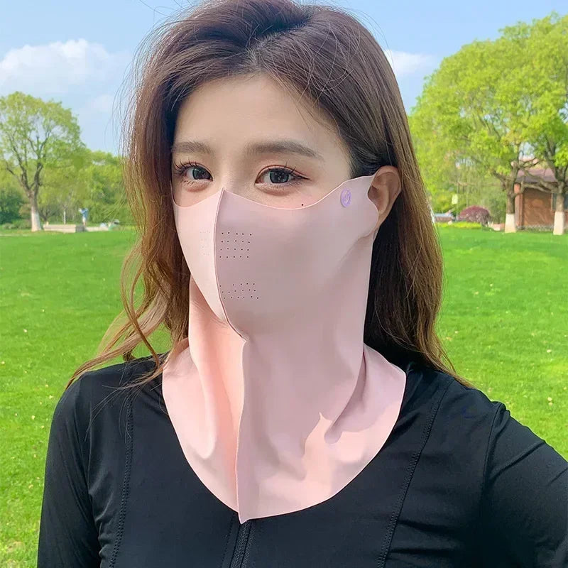 Women Sunscreen Veil Summer Neck Face Mask UV Protection Breathable Ice Silk Sun Protection Masks Veils Outdoor Sport Face Cover