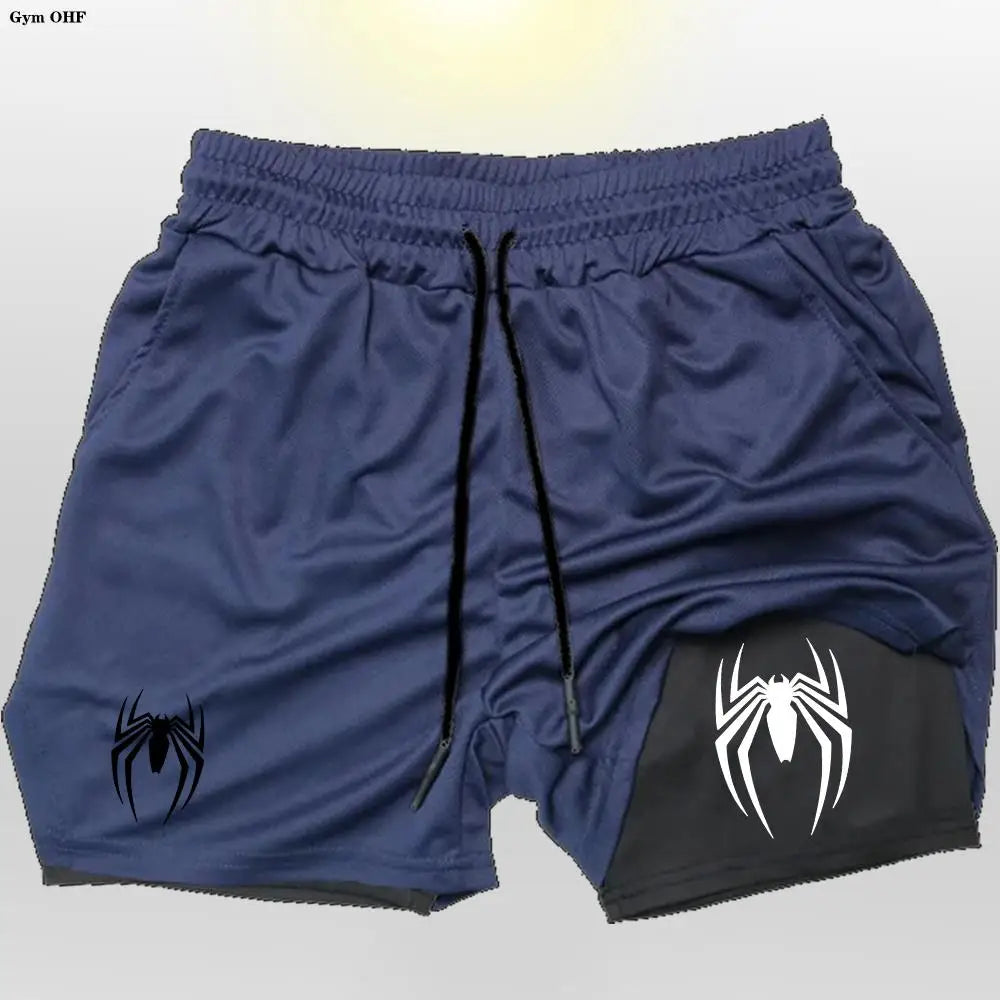 Sport Shorts Men 2099 Spider Sportswear Double-Deck Running Shorts 2 In 1 Beach Bottoms Summer Gym Fitness Training Short Pants CB DROPSHIPPING