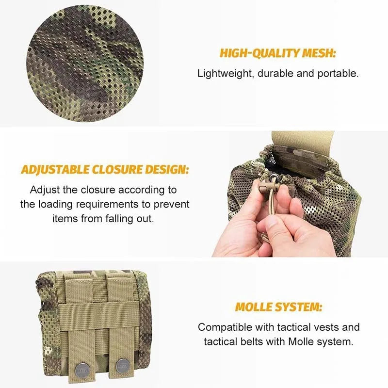Nylon New Roll-Up Mesh Dump Pouch Magazine Storage Mini Foldable Net Pocket EDC Tactical Outdoor Sport Camping Hunting CB DROPSHIPPING