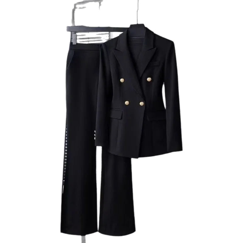 Professional Suit Set Women's Interview Formal Iron-Free Commuter Two-Piece Spring New Style Long Sleeve Long Pants