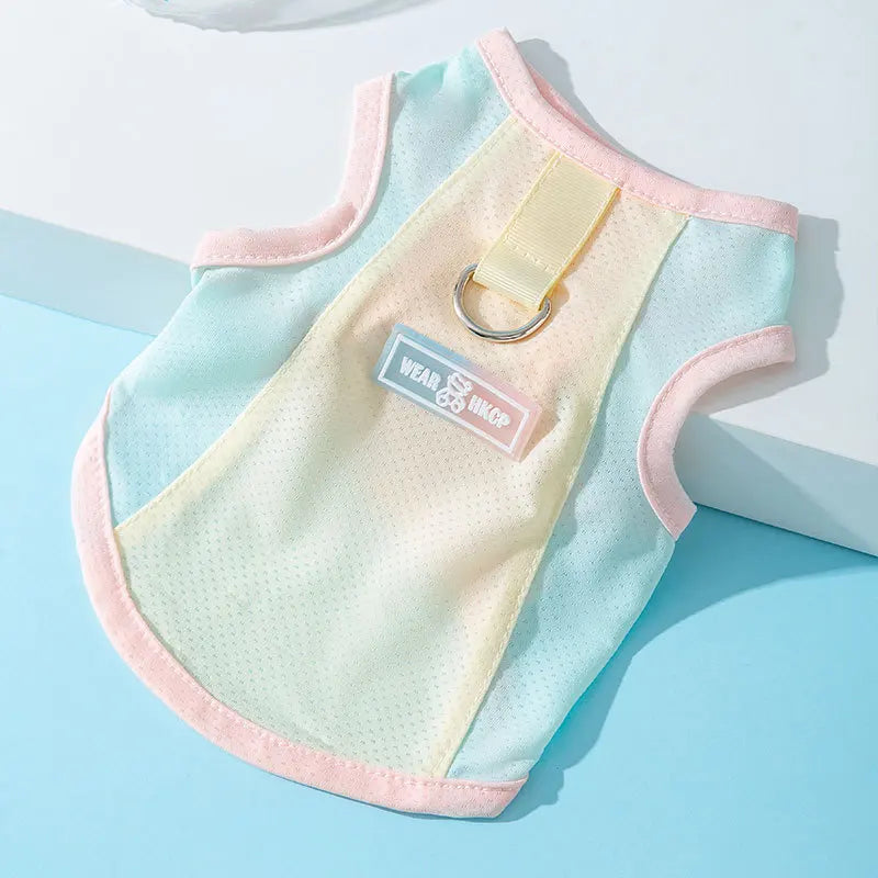 Cute Dog Cooling Vest Solid Breathable Mesh Thin Dog Summer Clothes Chihuahua Bichon Pet Clothing Cat T Shirts Puppy Undershirt