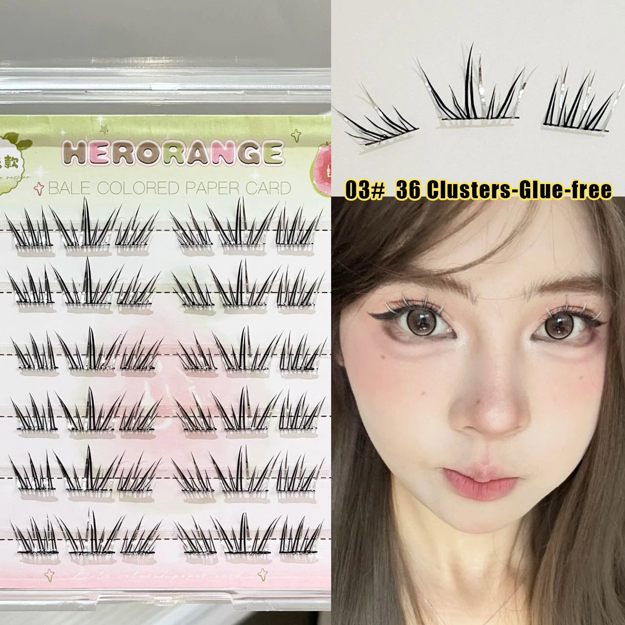 DIY Cluster Punk Silver Black Self-adhesive Glue Free False Eyelashes Segmented Thin Stems Halloween Makeup Girl Lashe Extension