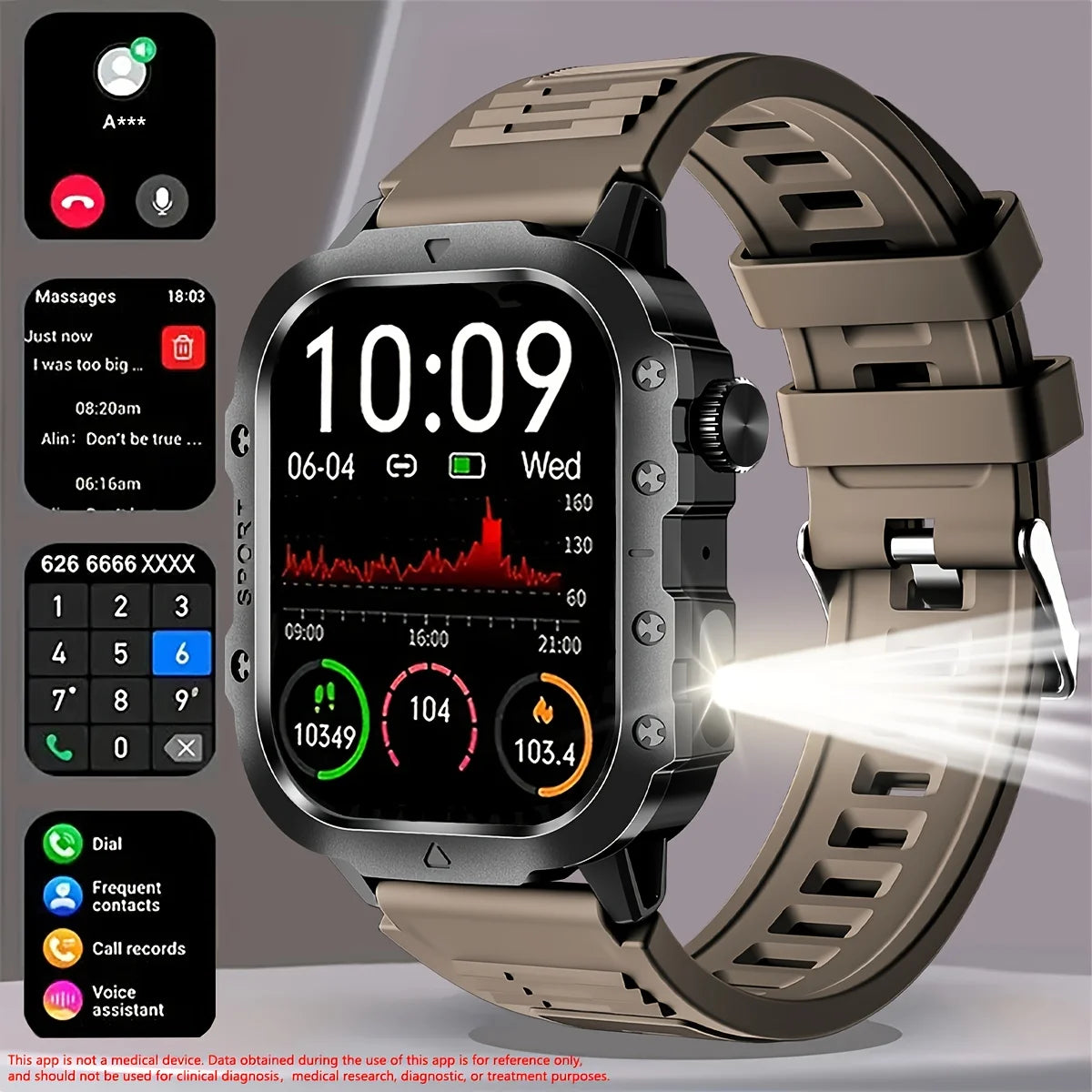 LAXASFIT 2026 New LED Men's Smart Watch Bluetooth Voice Control Multi-Sport Modes Health Monitoring Outdoor Sports Smartwatch