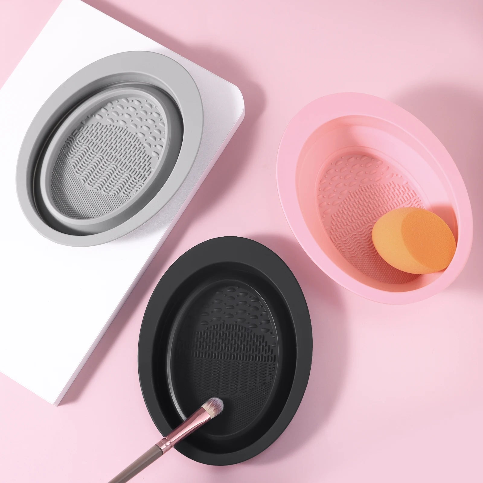 Makeup Brush Cleaning Tool,1pcs Silicone Brush Cleaner Pad Foldable Portable Cleaning Bowl For Makeup Brushes CB DROPSHIPPING