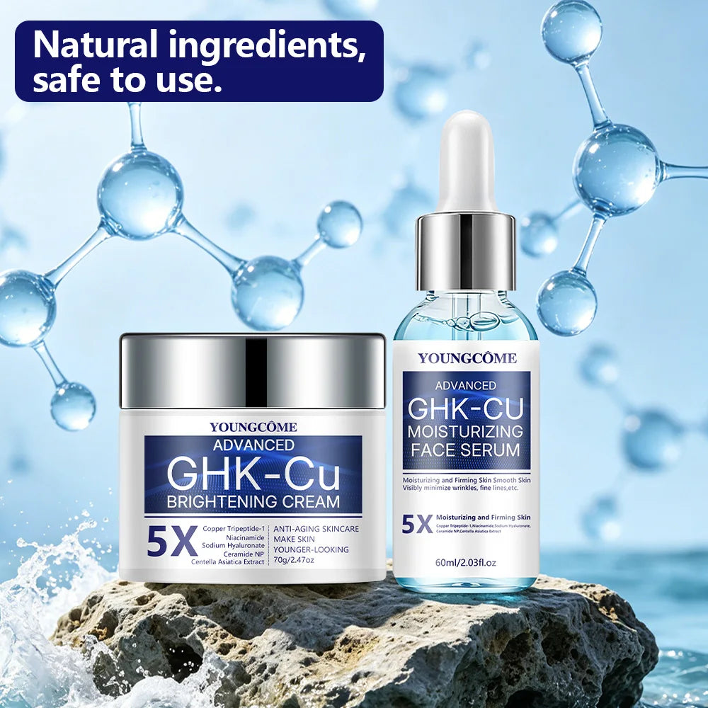 GHK-CU Copper Peptide Anti-Aging Face Cream & Serum - Firming & Hydrating Moisturizer for All Skin Types, Skincare for Women