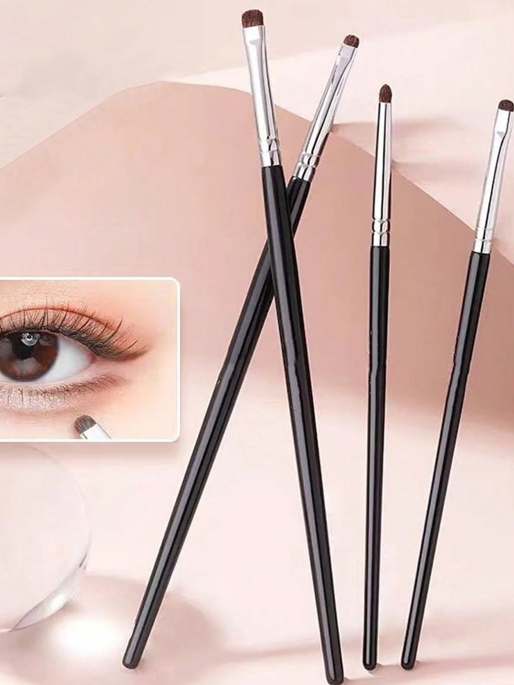 4Pcs Small Eyeshadow Brushes for Fine-Tuning Eye Makeup, Tapered Small Brushes for Highlighting, Fine Detail Blending, and Concealing