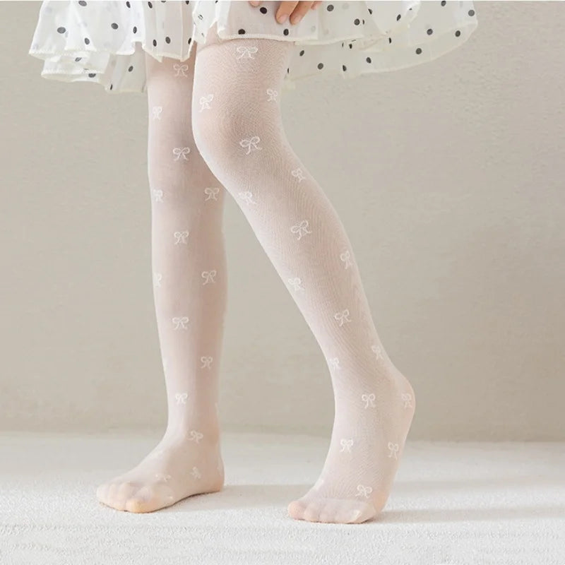 Summer Kids Thin Tights Girls Fashion Bow Print Stockings Baby Mesh Breathable Princess Pantyhose Children Ballet Dance Leggings CB DROPSHIPPING