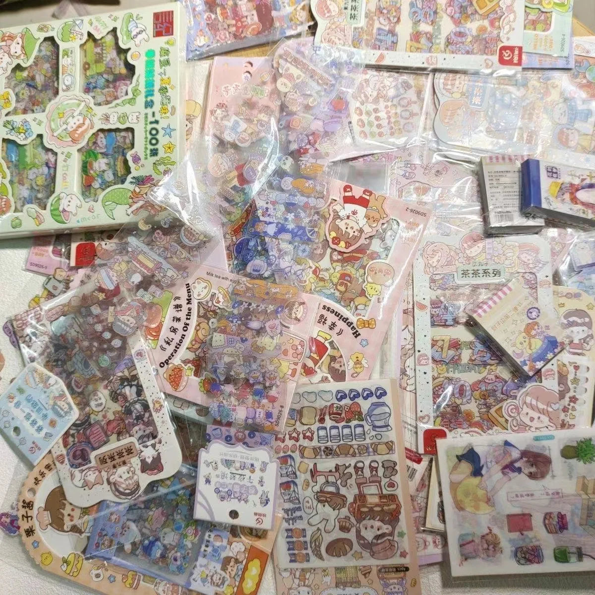 20-200 PCS Cute Stickers Goo Card Kawaii Cartoon Laser Sticker No repeat for Diary DIY School Students Decoration Stationery CB DROPSHIPPING