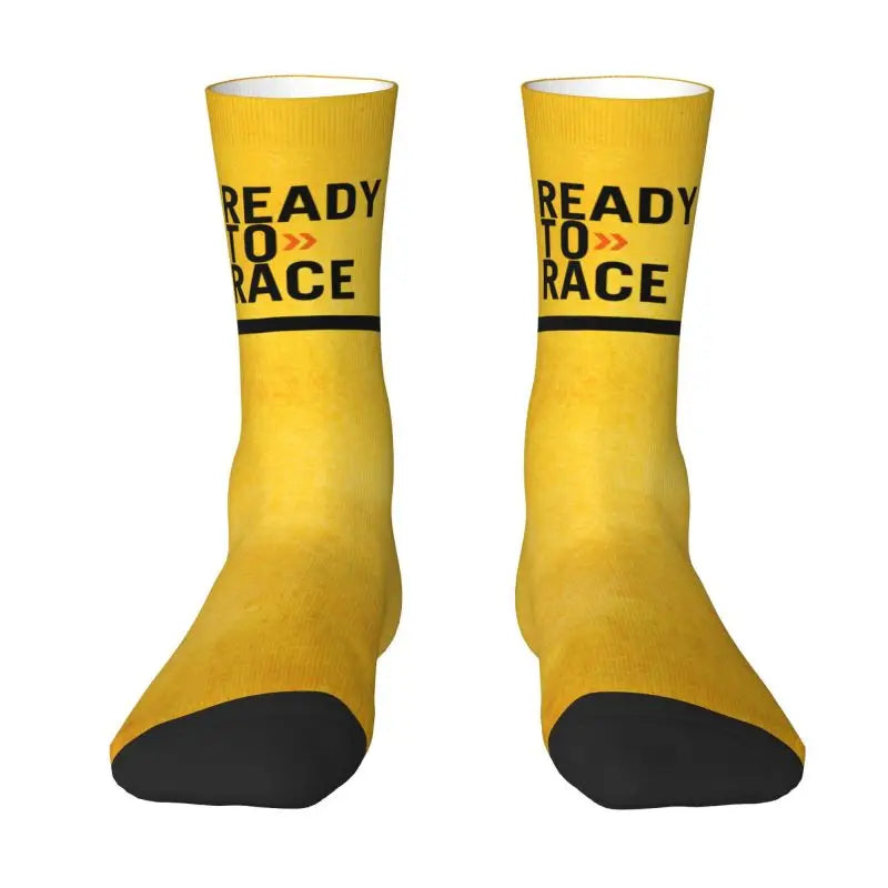 Custom Ready To Race Logo Crew Socks Unisex Cool 3D Print Racing Sport Motorcycle Rider Dress Socks