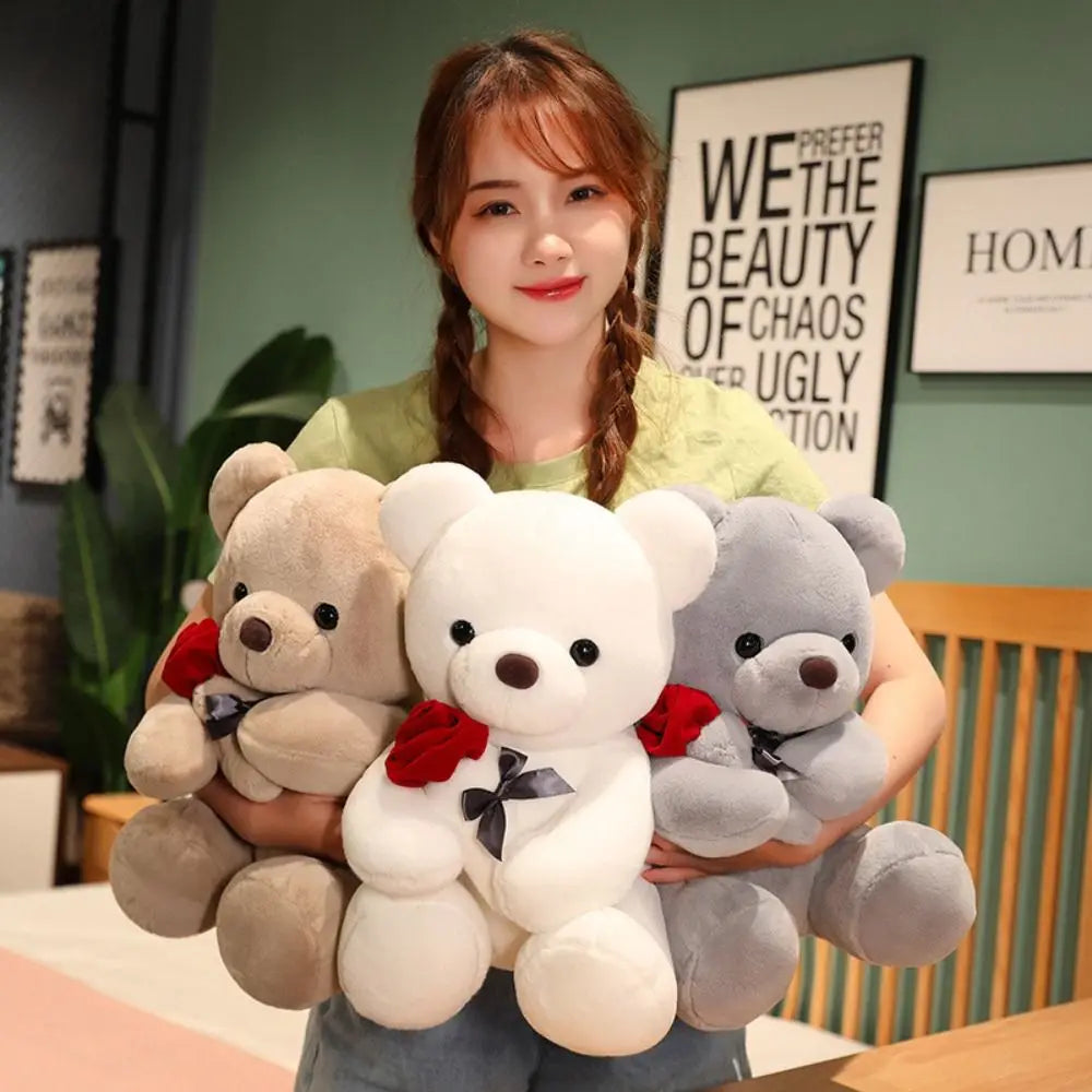 Graduation Gifts Stuffed Animal Rose Bear Flower Kawaii Hug Bear Cartoon 23cm Bear Home Decor