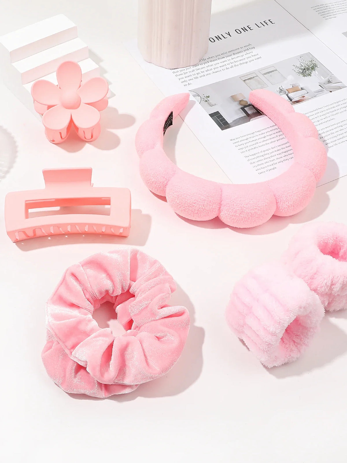 7Pcs Fashion Microfiber Washing Wristbands Scrunchies Puffy Headband Spa Bubble Headband for Washing Face Makeup Shower Skincare CB DROPSHIPPING