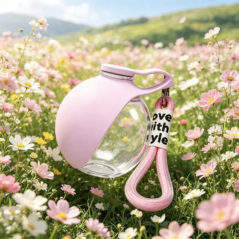 Portable Dog Water Bottle 285ml Pet Drinking Silicone Bowl with Lanyard Leak-Proof 2-in-1 Water Dispenser Walking Travel Feeders