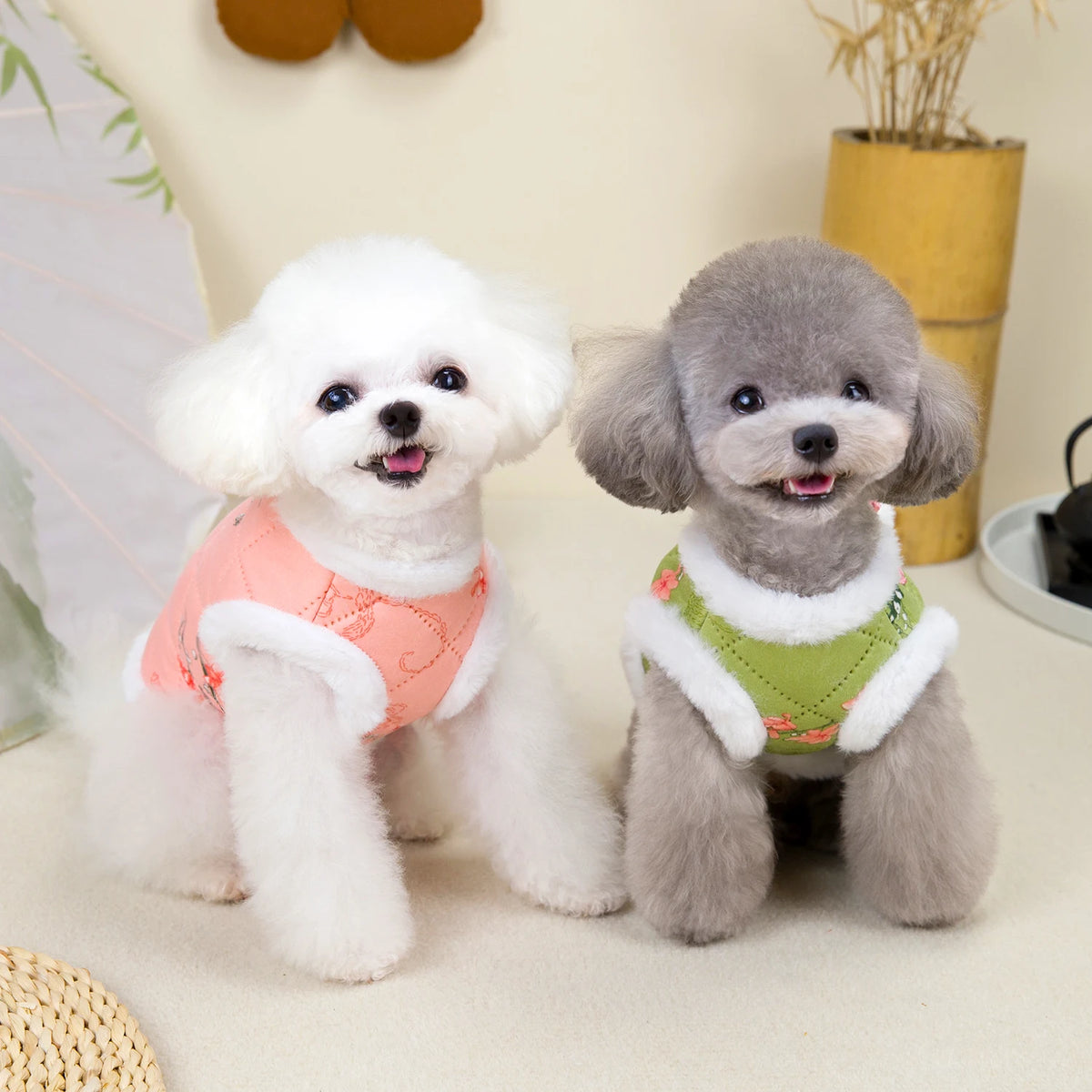 New Year Chinese Style Pet Dog Tang Suit  Warm Pet Vest Clothes Festival Small Dogs Winter Jacket Dog Costume Outfits CB DROPSHIPPING