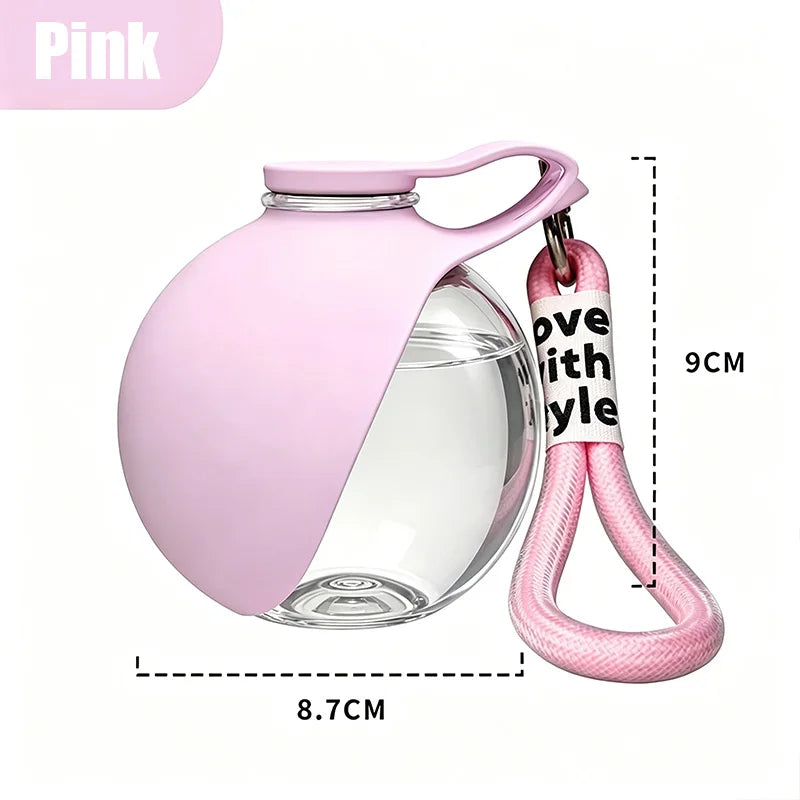 Portable Dog Water Bottle 285ml Pet Drinking Silicone Bowl with Lanyard Leak-Proof 2-in-1 Water Dispenser Walking Travel Feeders