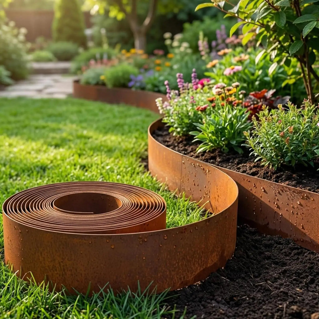 Garden Border Lawn Edging Multi Edge Modern Tall Metal Steel Edge Weathering Resistant Steel for Greenhouse Garden Yard Patio