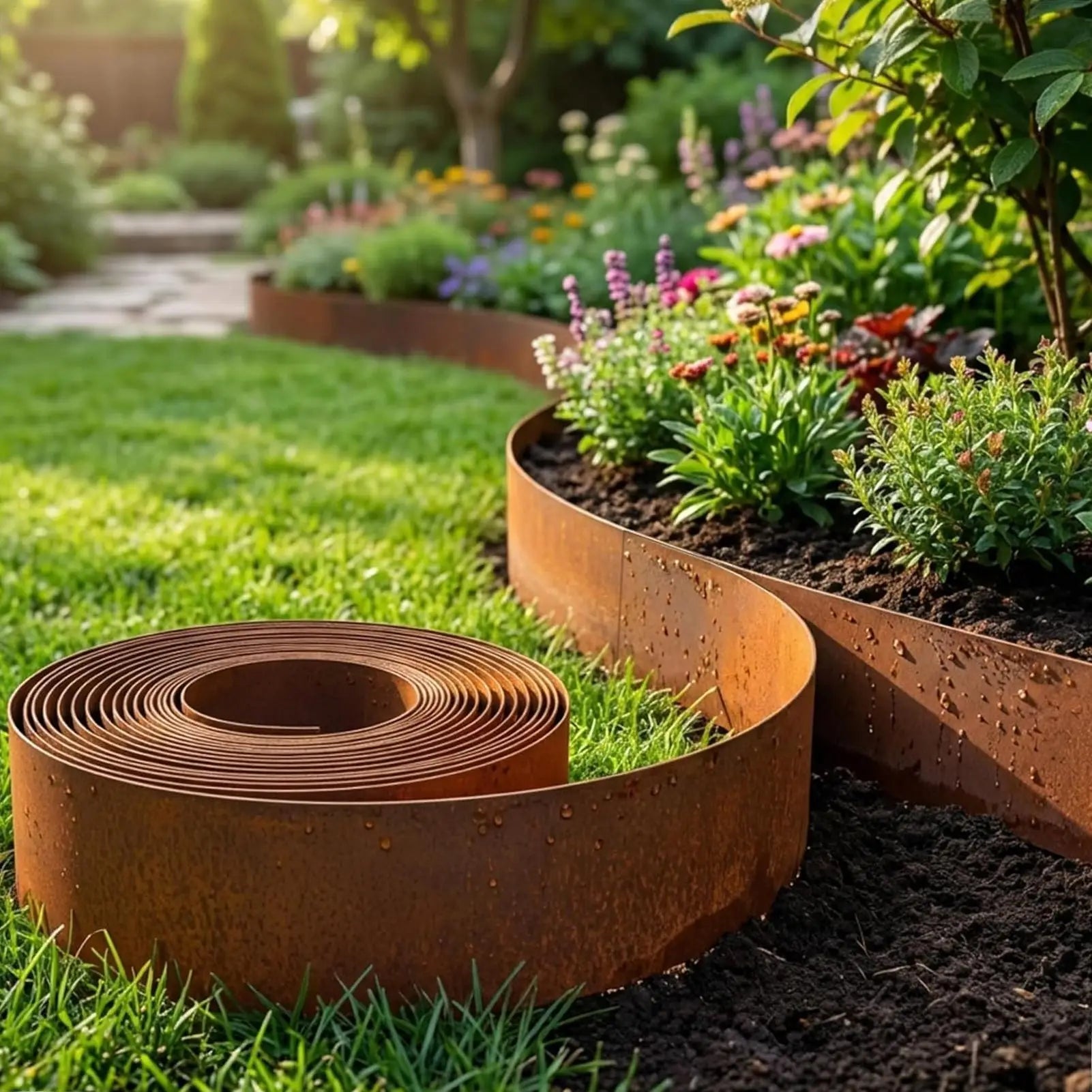 Garden Border Lawn Edging Multi Edge Modern Tall Metal Steel Edge Weathering Resistant Steel for Greenhouse Garden Yard Patio