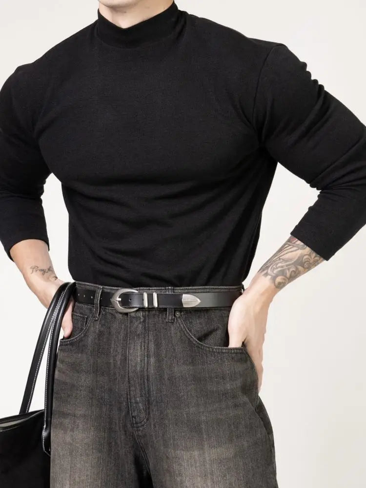 Fitness T-shirt Men's Clothes Spring Autumn Training Suit Threaded Turtleneck Slim Fit Sports Quick Dry Breathable Long Sleeves CB DROPSHIPPING