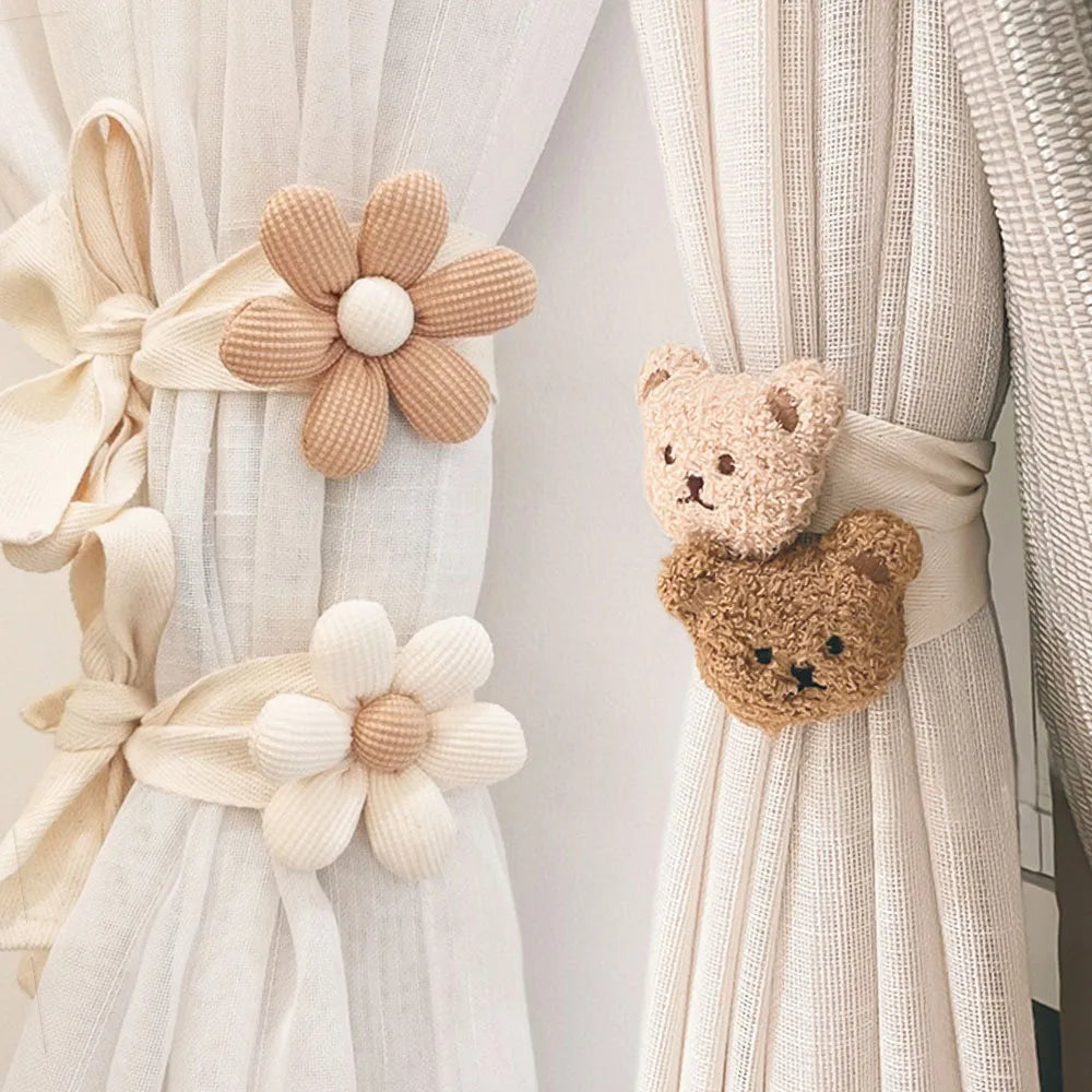 Flower Bear Curtain Tieback Window Curtain Buckle Clip Creative Kids Room Living Room Hanging Holder Accessories Home Decoration