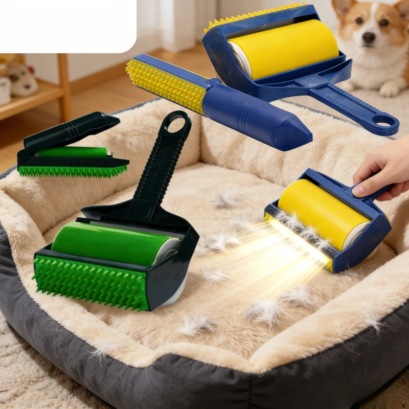 Lint Roller Washable Reusable Sticky Pet Hair Remover Cleaning for Clothes Furniture Car Seat Home Office Travel Multipurpose