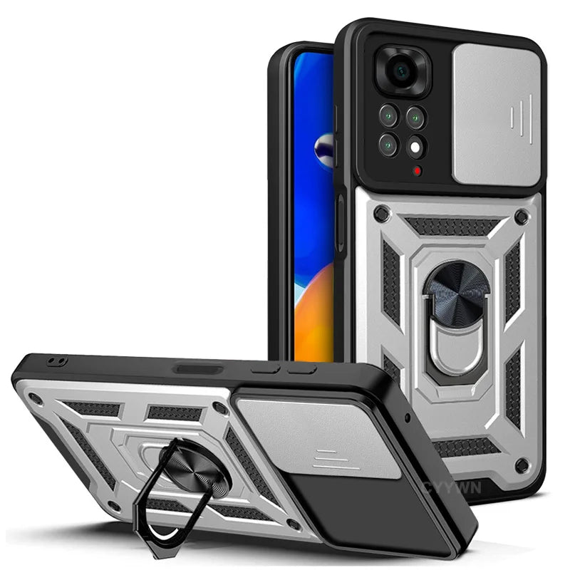 Slide Camera Lens Protector Armor Case For Redmi Note 13 12 11 10 Pro Plus 10s 11s 12s 13C 12C Military Grade Bumpers Ring Cover CB DROPSHIPPING