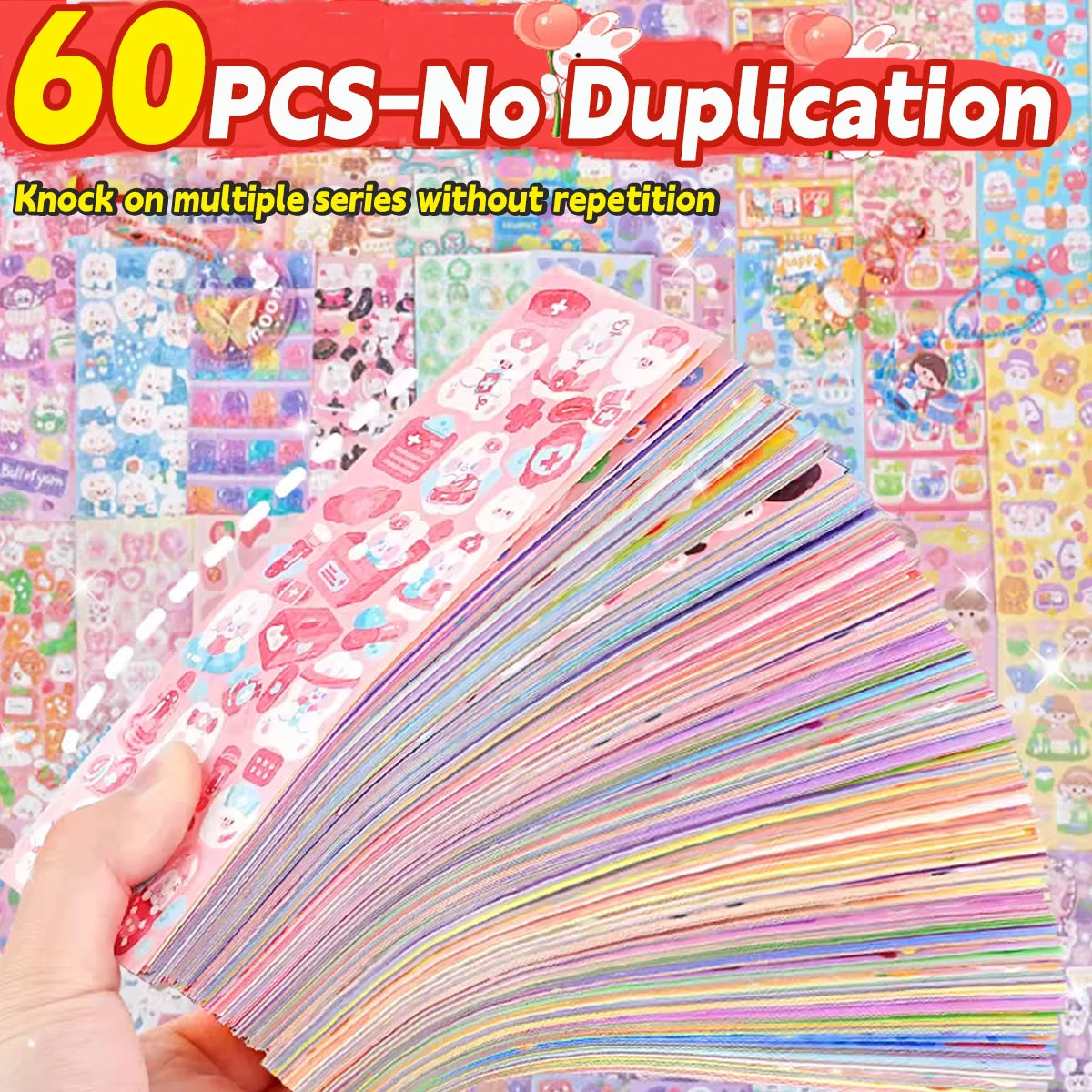 20-200 PCS Cute Stickers Goo Card Kawaii Cartoon Laser Sticker No repeat for Diary DIY School Students Decoration Stationery CB DROPSHIPPING